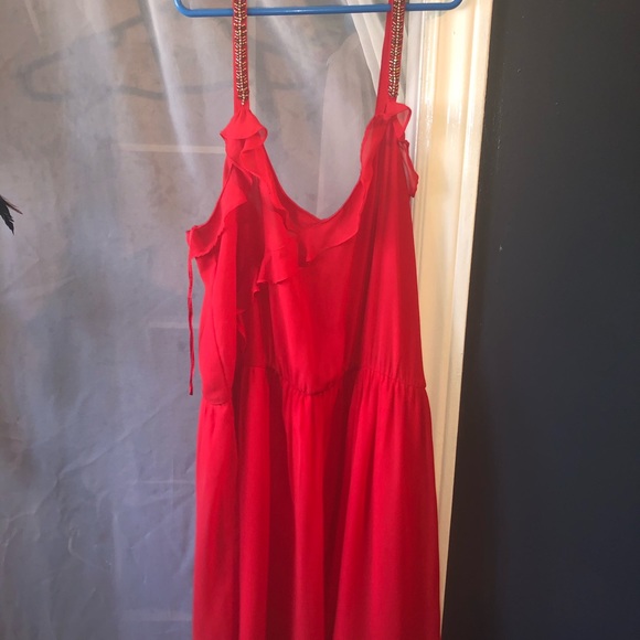 ZARA red dress with embellished straps and ruffle detail - Picture 8 of 10